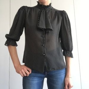 Vintage Sheer Button-Up Blouse